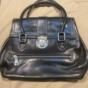 Marc Jacob’s Black Leather Handbag with Silver Accents